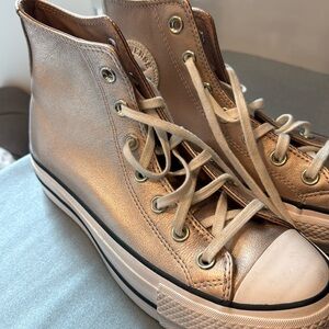 Converse CTAS Lift Hi Particle Beige White Black Platform Sneaker Women's 7.5